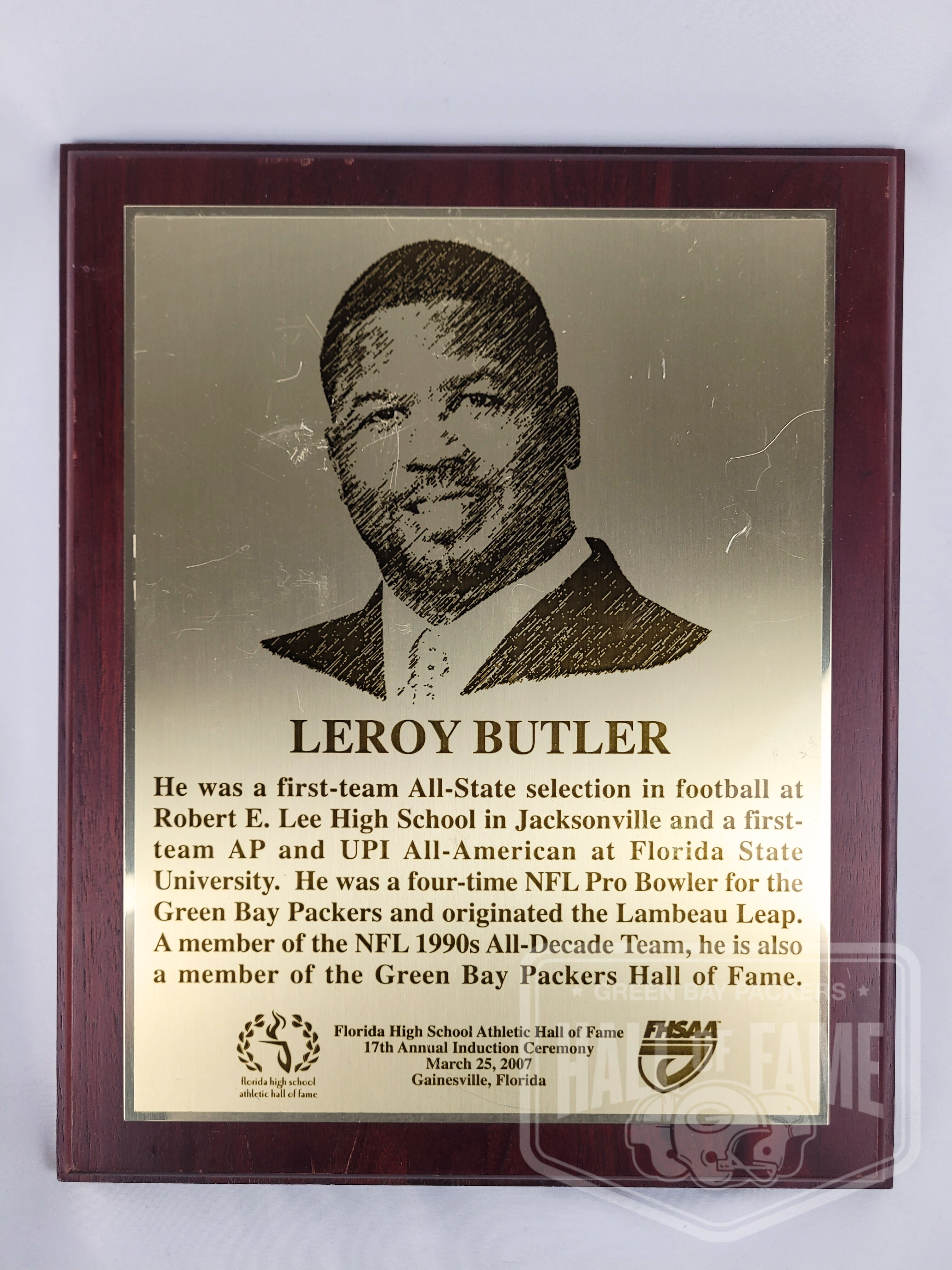 Florida High School Athletic Hall of Fame Plaque